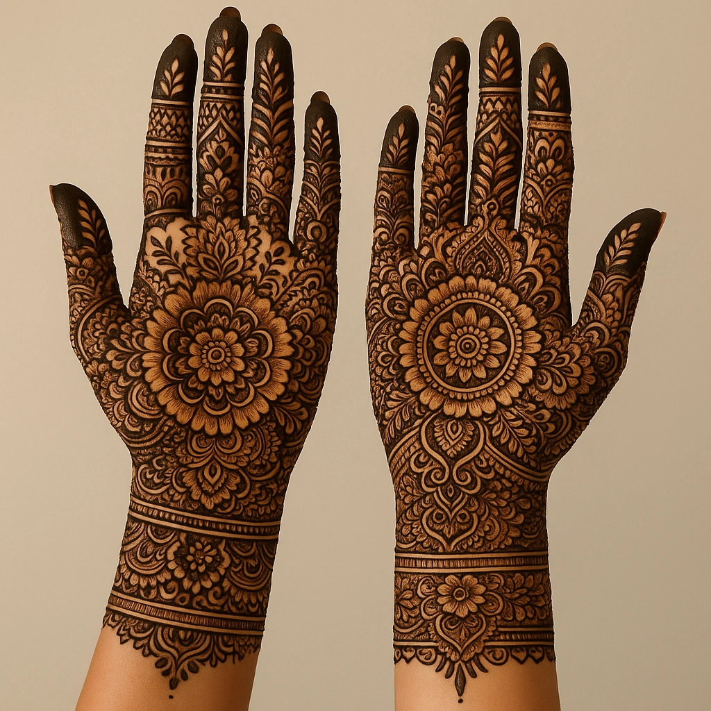 royal front hand mehndi design